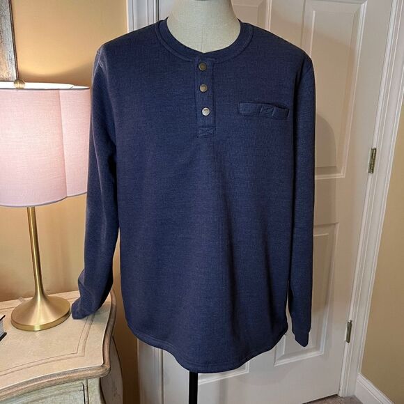 NWT Men's Lee Premium Select Shepa Lined Outdoor Henley in Navy Blue Sz LARGE - Picture 1 of 4